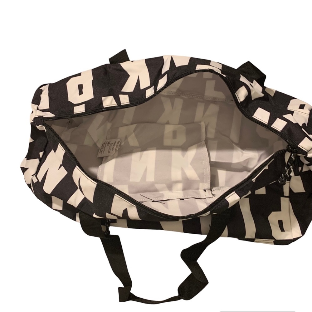PINK Victoria's Secret PINK all over Logo in Black White Duffle Tote Gym bag - Picture 5 of 6